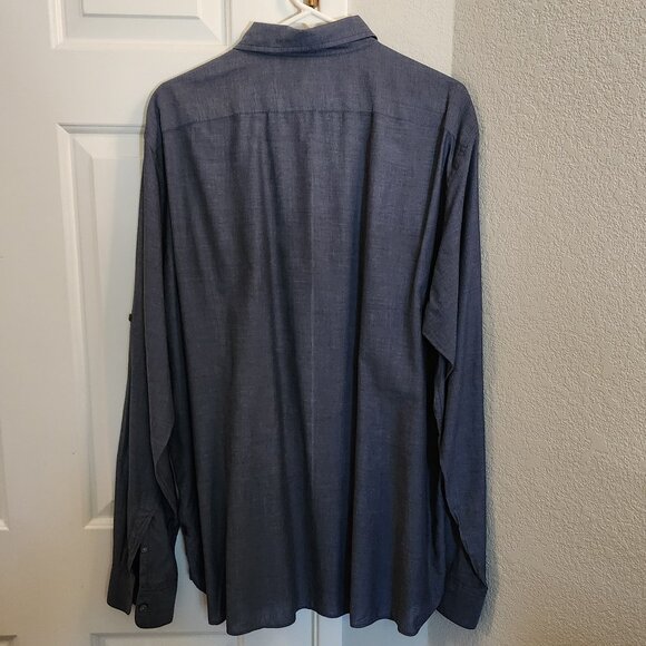 John Varvatos Button Down Shirt, Color Navy, Size XXL - Picture 4 of 4